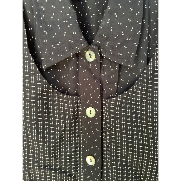 Vintage Karin Stevens Black Polka Dot Dress sz 8 80s 90s Teacher Cottagecore - Picture 5 of 6